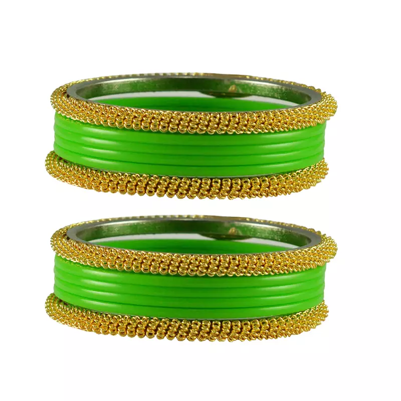 Green  Color Acrylic And Brass Bangle