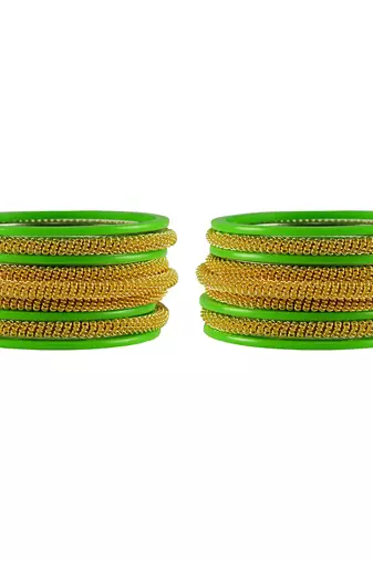 Green  Color Acrylic And Brass Bangle