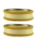 White Color Acrylic And Brass Bangle