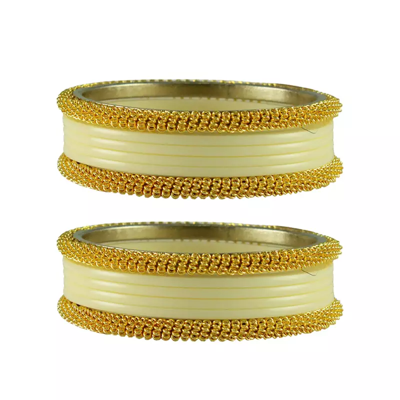 White Color Acrylic And Brass Bangle
