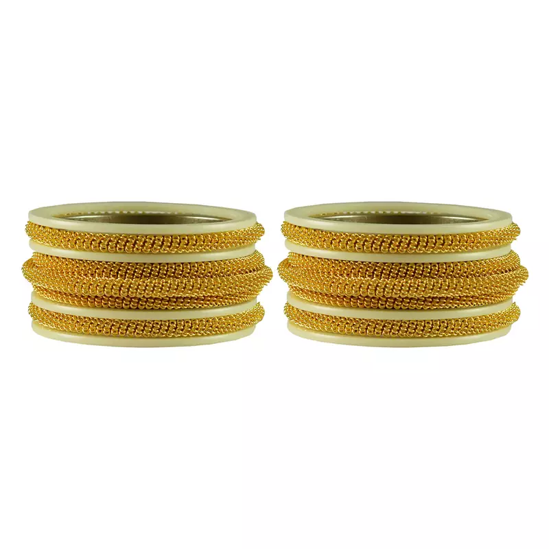 White Color Acrylic And Brass Bangle