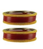 Maroon Color Acrylic And Brass Bangle