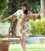 Multicolor printed crepe short-dresses