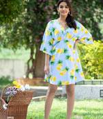 Multicolor printed cotton short-dresses