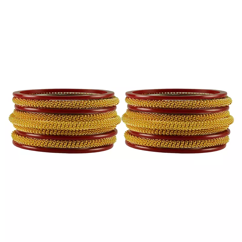 Maroon Color Acrylic And Brass Bangle
