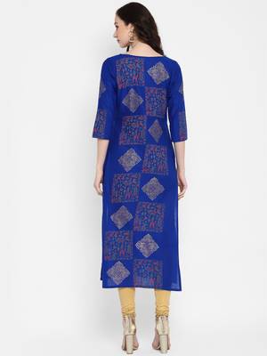 Blue printed cotton cotton-kurtis 2