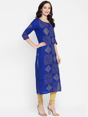 Blue printed cotton cotton-kurtis 4