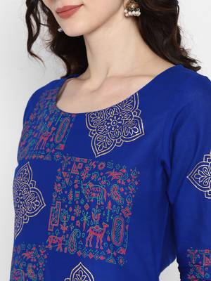 Blue printed cotton cotton-kurtis 5