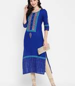 Blue printed cotton cotton-kurtis