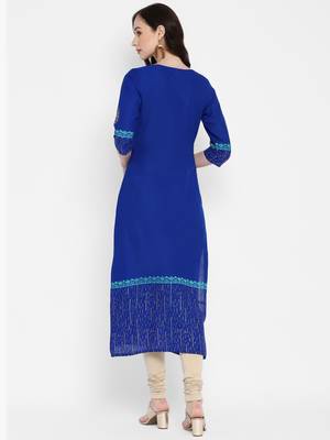 Blue printed cotton cotton-kurtis 2
