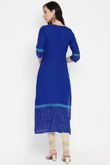 Blue printed cotton cotton-kurtis