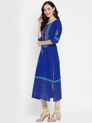 Blue printed cotton cotton-kurtis 3