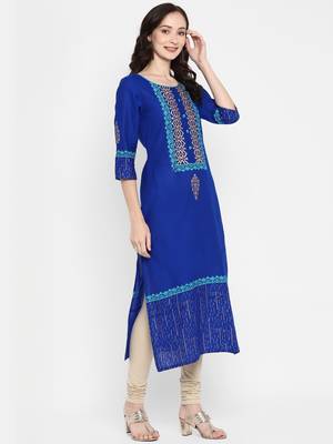 Blue printed cotton cotton-kurtis 4