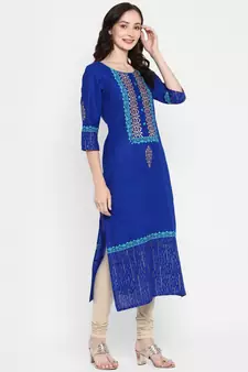 Blue printed cotton cotton-kurtis