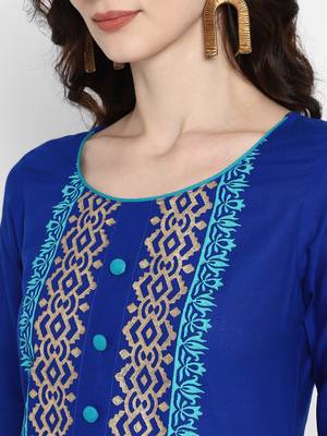 Blue printed cotton cotton-kurtis 5