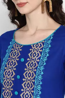 Blue printed cotton cotton-kurtis