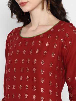 Dark-maroon printed cotton cotton-kurtis 5
