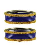 Blue Color Acrylic And Brass Bangle