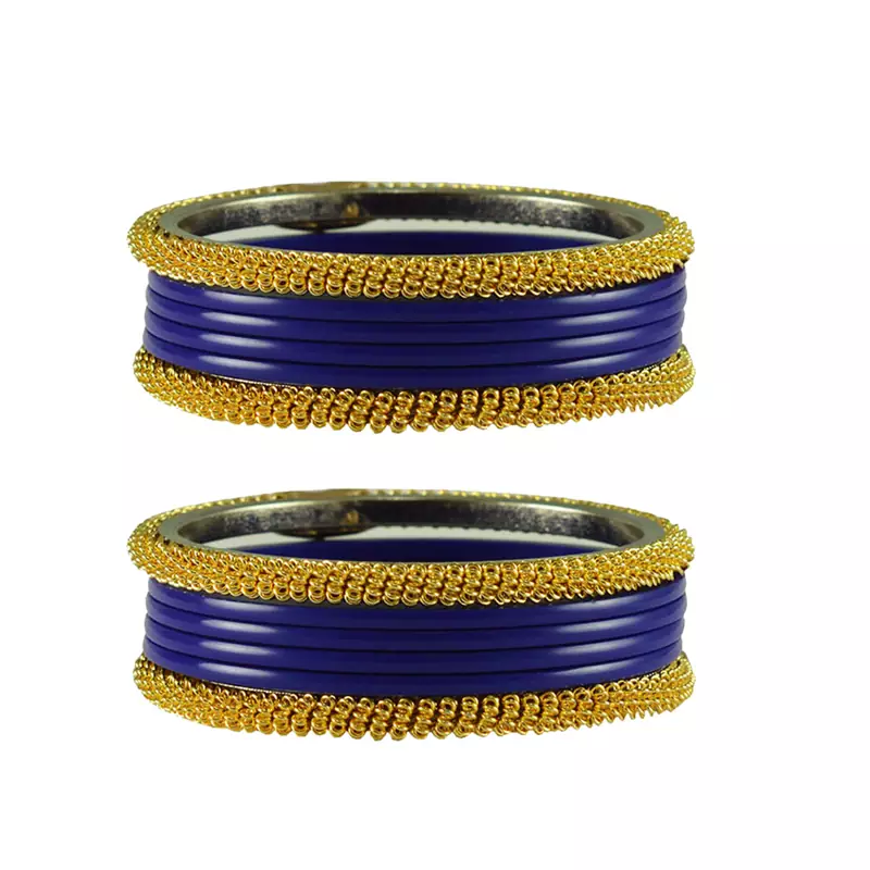 Blue Color Acrylic And Brass Bangle