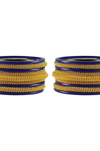 Blue Color Acrylic And Brass Bangle