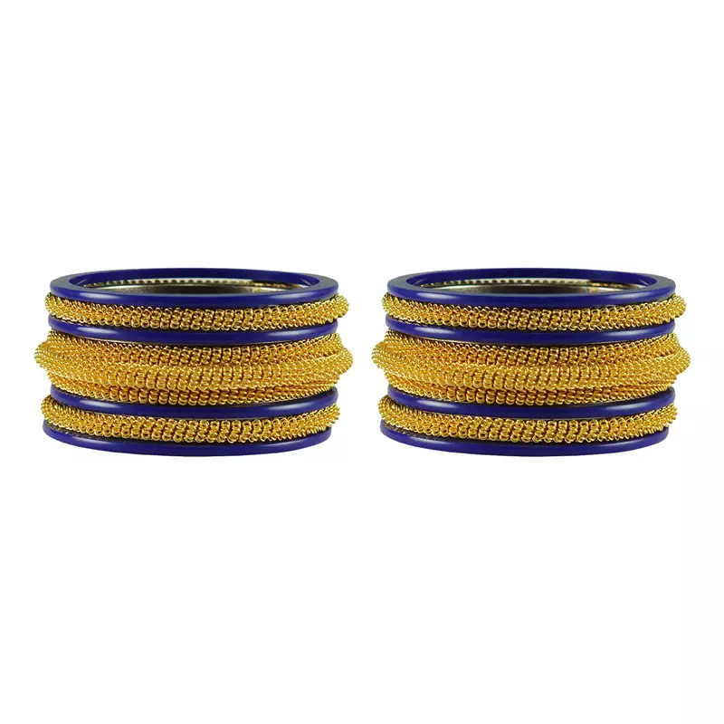Blue Color Acrylic And Brass Bangle