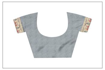 Grey woven baluchari saree with blouse 2