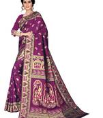Purple woven baluchari saree with blouse