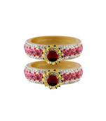 Pink Color Acrylic And Brass Bangle