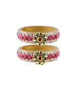 Pink Color Acrylic And Brass Bangle