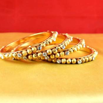 gold moti stone czpolki kundun meenakari pearl bangle kara size-2.4,2.6,2.8 1