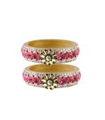Pink Color Acrylic And Brass Bangle