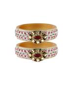 Pink Color Acrylic And Brass Bangle