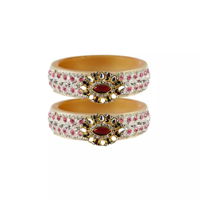 Pink Color Acrylic And Brass Bangle