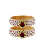Pink Color Acrylic And Brass Bangle