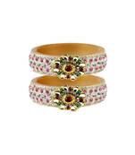 Pink Color Acrylic And Brass Bangle