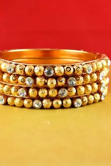 gold moti stone czpolki kundun meenakari pearl bangle kara size-2.4,2.6,2.8