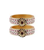 Pink Color Acrylic And Brass Bangle