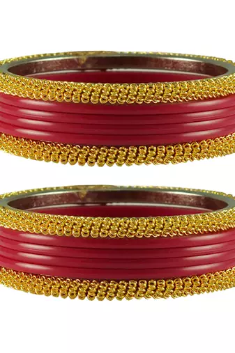 Red Color Acrylic And Brass Bangle