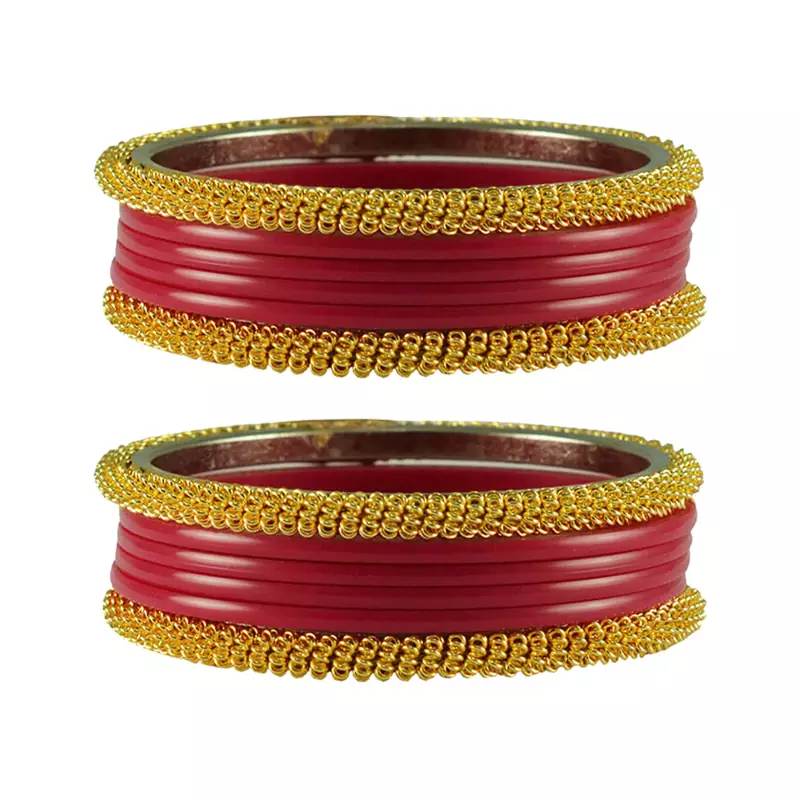 Red Color Acrylic And Brass Bangle