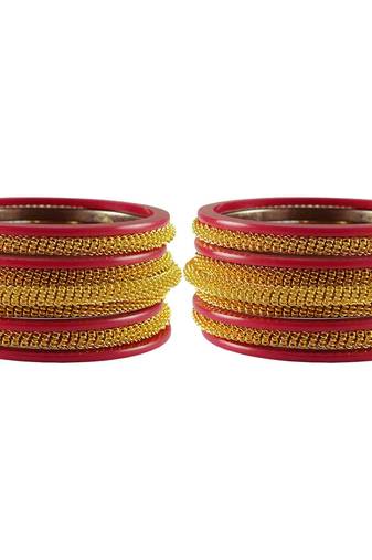 Red Color Acrylic And Brass Bangle