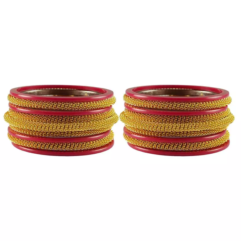 Red Color Acrylic And Brass Bangle