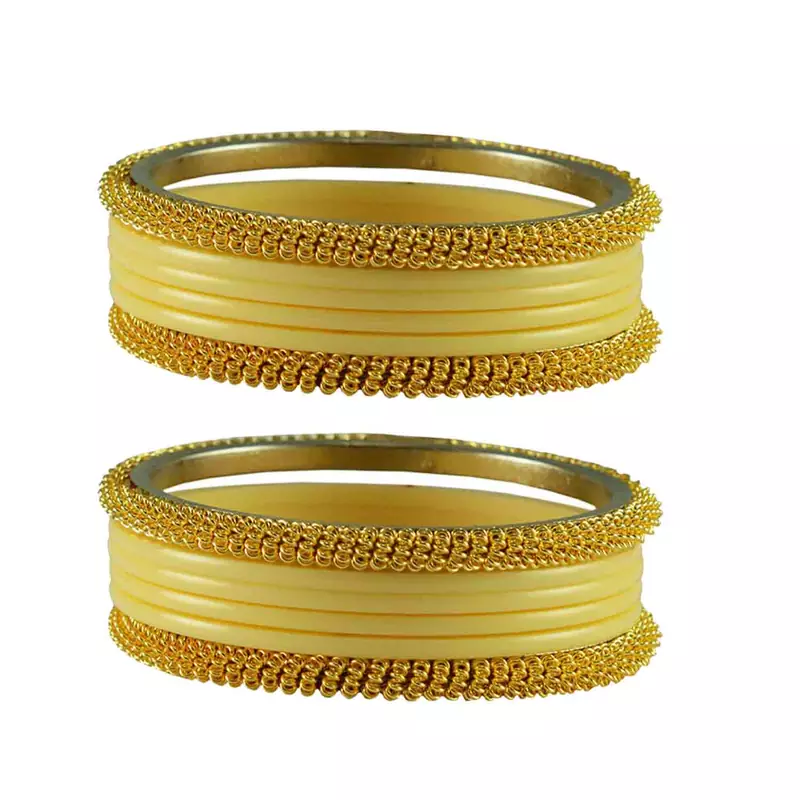 White Color Acrylic And Brass Bangle