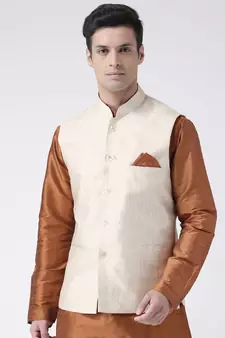 DEYANN Cream Color Ethnic Nehru Jacket