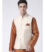DEYANN Cream Color Ethnic Nehru Jacket
