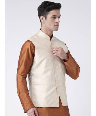 DEYANN Cream Color Ethnic Nehru Jacket 3