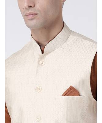 DEYANN Cream Color Ethnic Nehru Jacket 4
