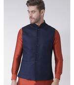 DEYANN Navy Blue Color Ethnic Nehru Jacket