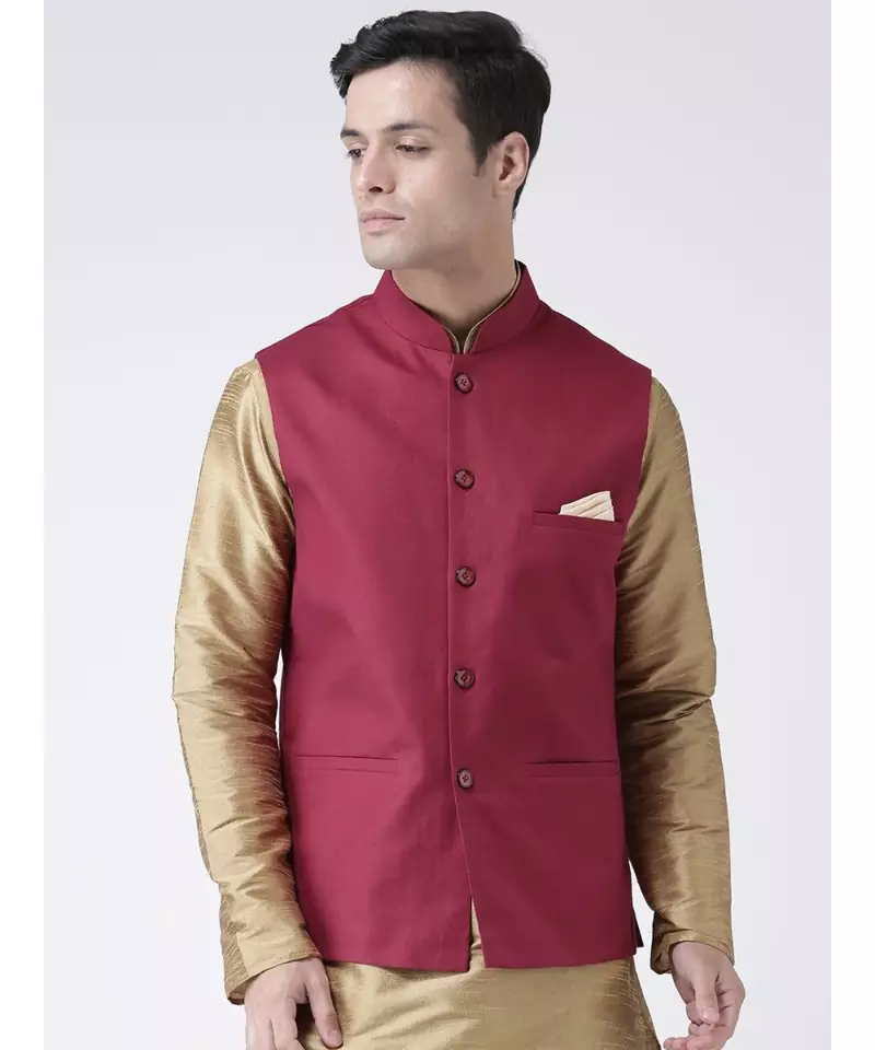 DEYANN Maroon Color Ethnic Nehru Jacket