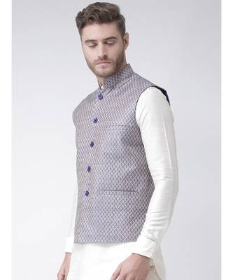 DEYANN Navy Blue Color Ethnic Nehru Jacket 2