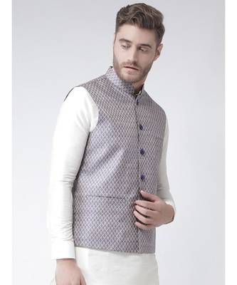 DEYANN Navy Blue Color Ethnic Nehru Jacket 3